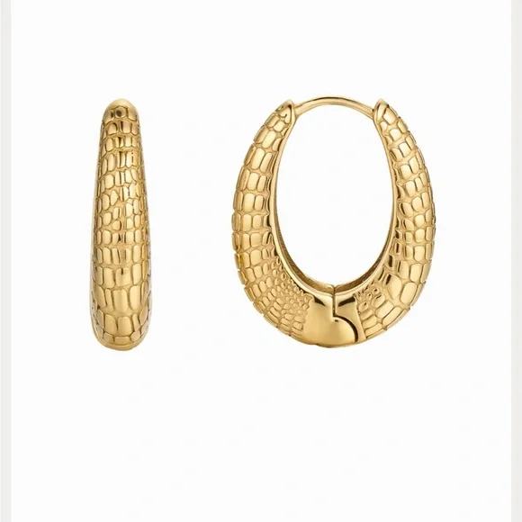 Hey Harper Gold Crocodile Hoop Earrings - Picture 2 of 3